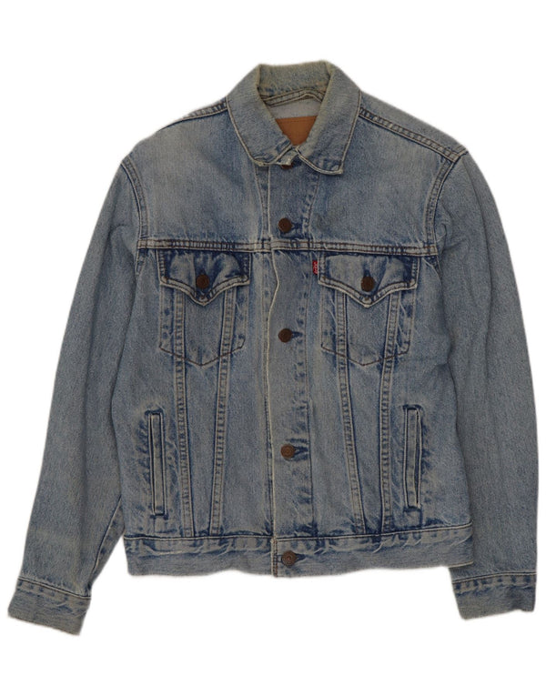 LEVI'S Womens Crop Denim Jacket UK 14 Large Blue Cotton