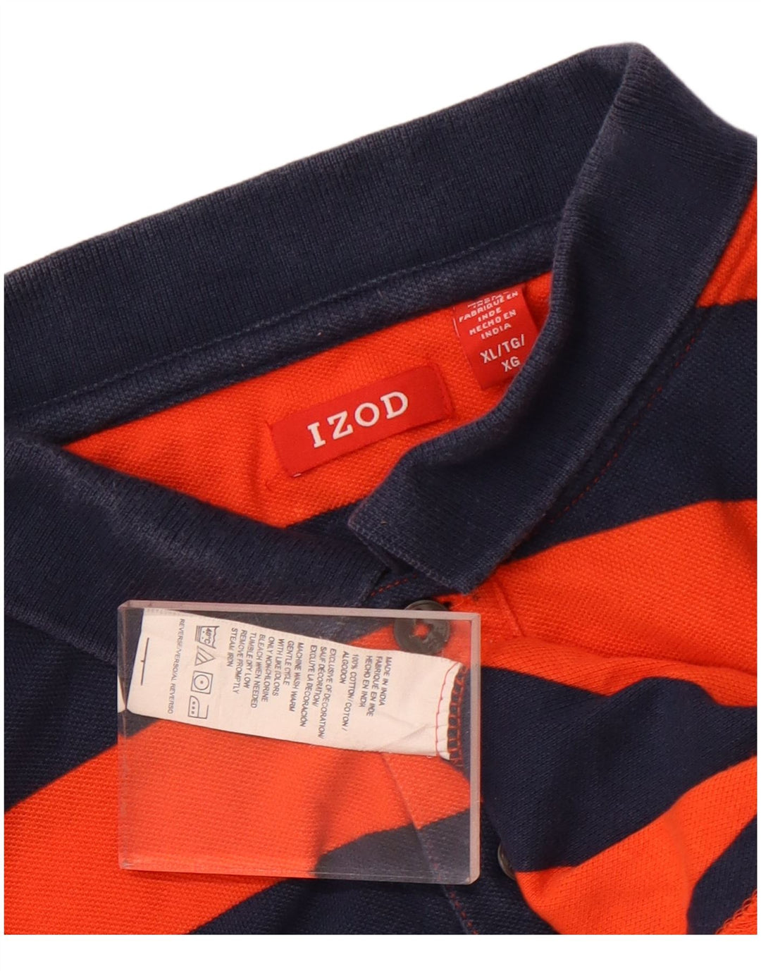 Camisa polo masculina Izod XL algodão listrado laranja