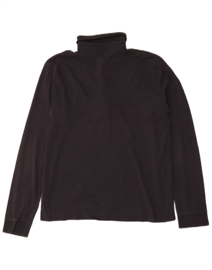 Camisa polo masculina Hugo Boss manga comprida regular fit algodão preto médio