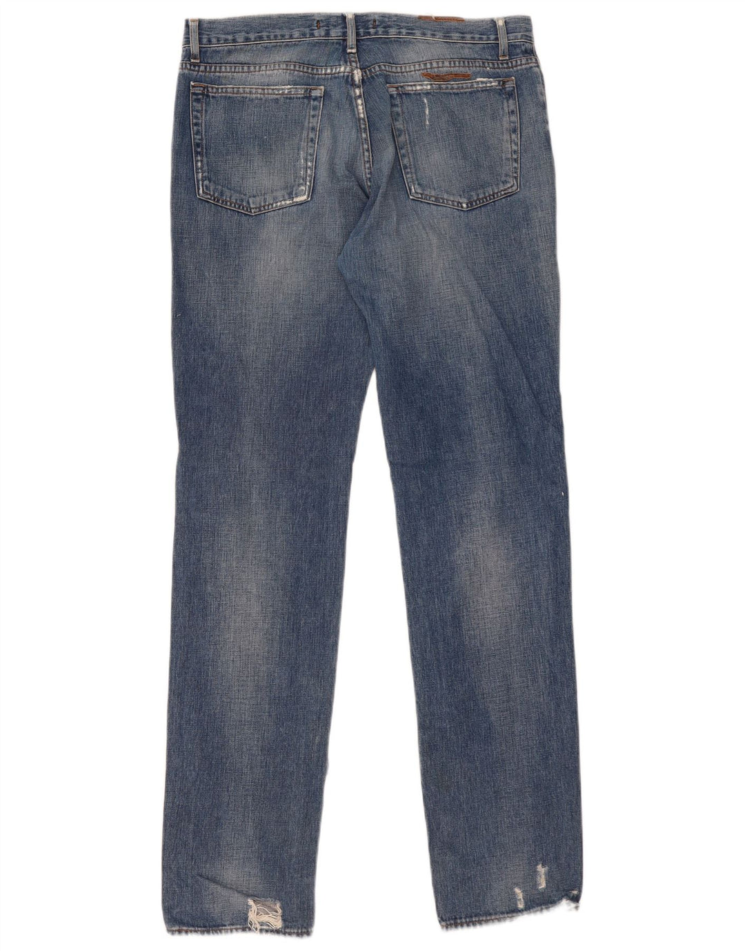 Calça jeans reta masculina Cavalli desgastada W36 L35 algodão azul