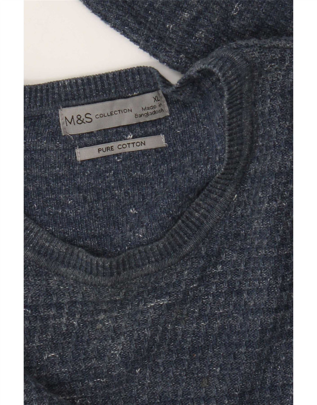 Suéter masculino Marks & Spencer com gola redonda XL algodão manchado azul