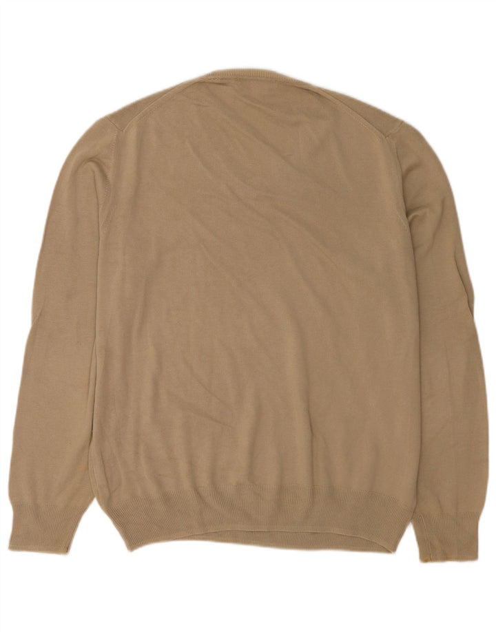 Suéter masculino Zara com decote em V grande algodão marrom
