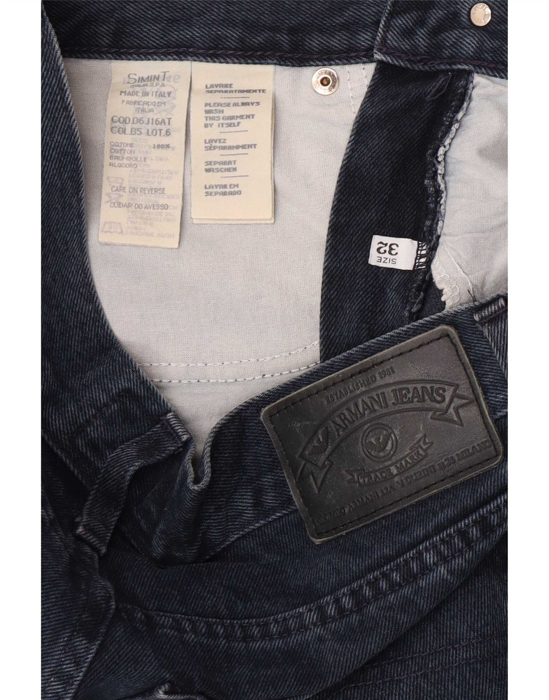 Jeans retos femininos Armani W32 L32 algodão azul marinho