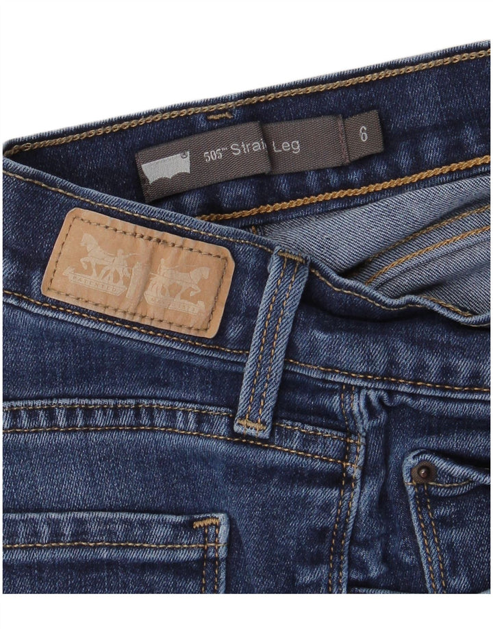 LEVI'S Feminino 505 Straight Jeans US 6 Médio W28 L31 Azul
