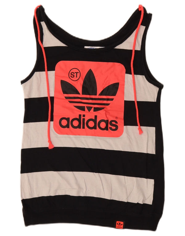 Adidas Womens Crop Graphic Vest Top EU 38 Pequeno Preto Colourblock Algodão