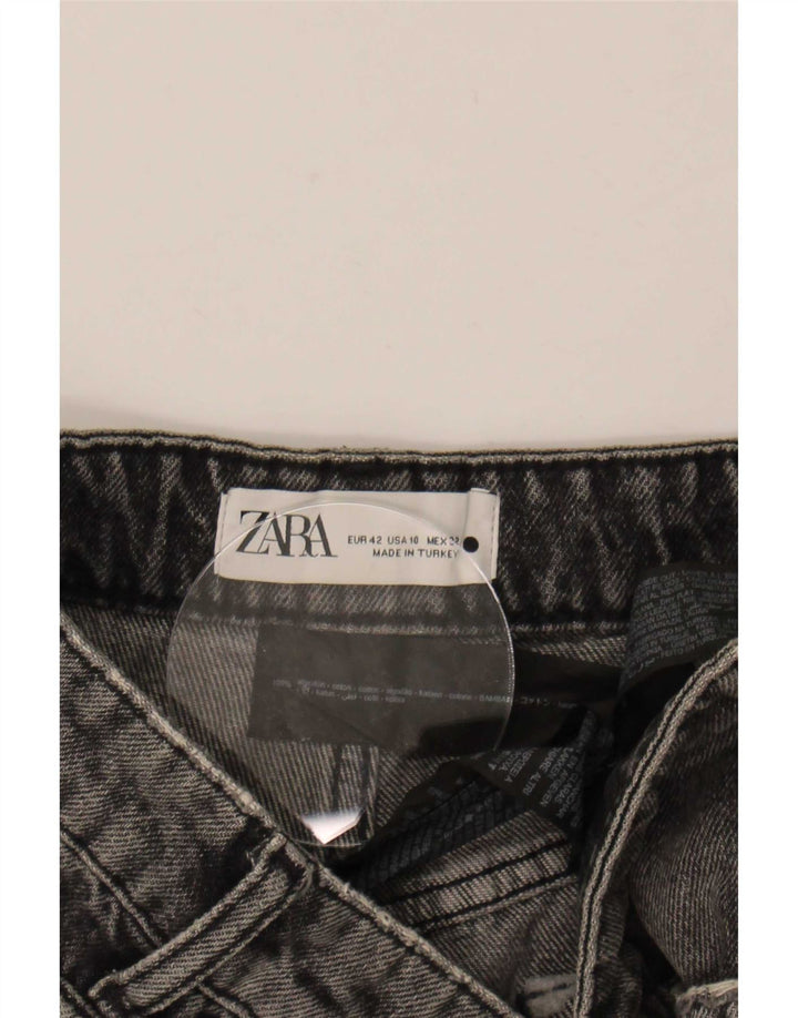 Zara Shorts jeans feminino desgastado UE 42 grande W32 algodão cinza