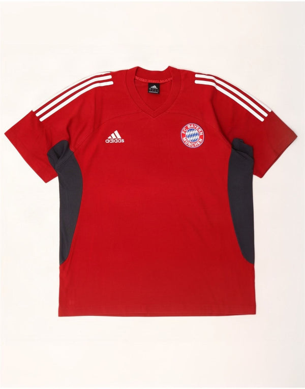 Adidas Mens FC Bayern Munchen Camiseta Top UK 42/44 XL Vermelho Colorblock