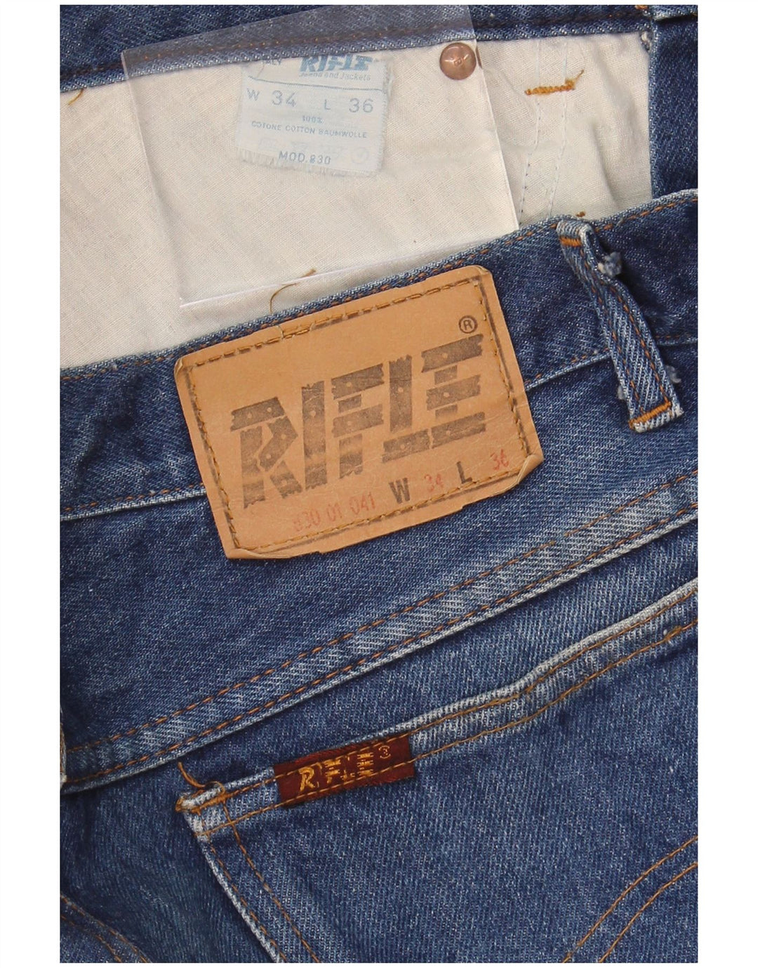 RIFLE Jeans retos femininos W34 L31 algodão azul