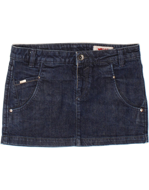 Saia jeans feminina GAS W30 algodão azul marinho médio