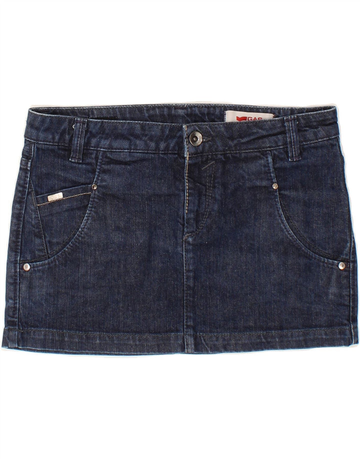 Saia jeans feminina GAS W30 algodão azul marinho médio