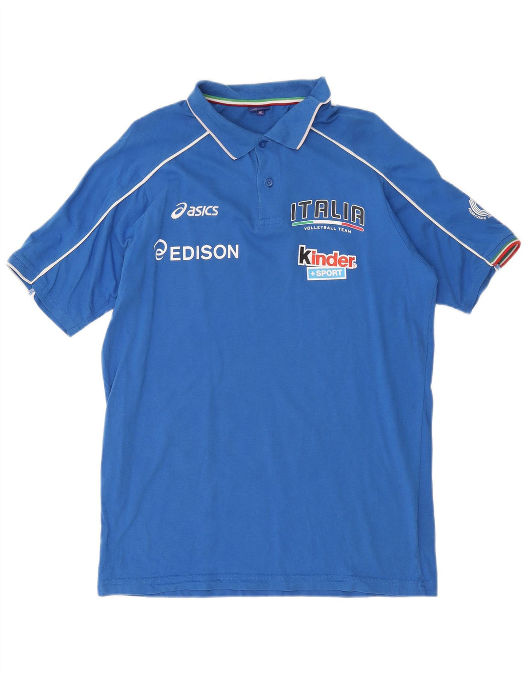 Camisa polo gráfica masculina Asics Italia 2XL algodão azul