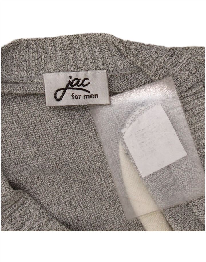 Suéter cardigã masculino JAC IT 52 grande algodão colorblock cinza