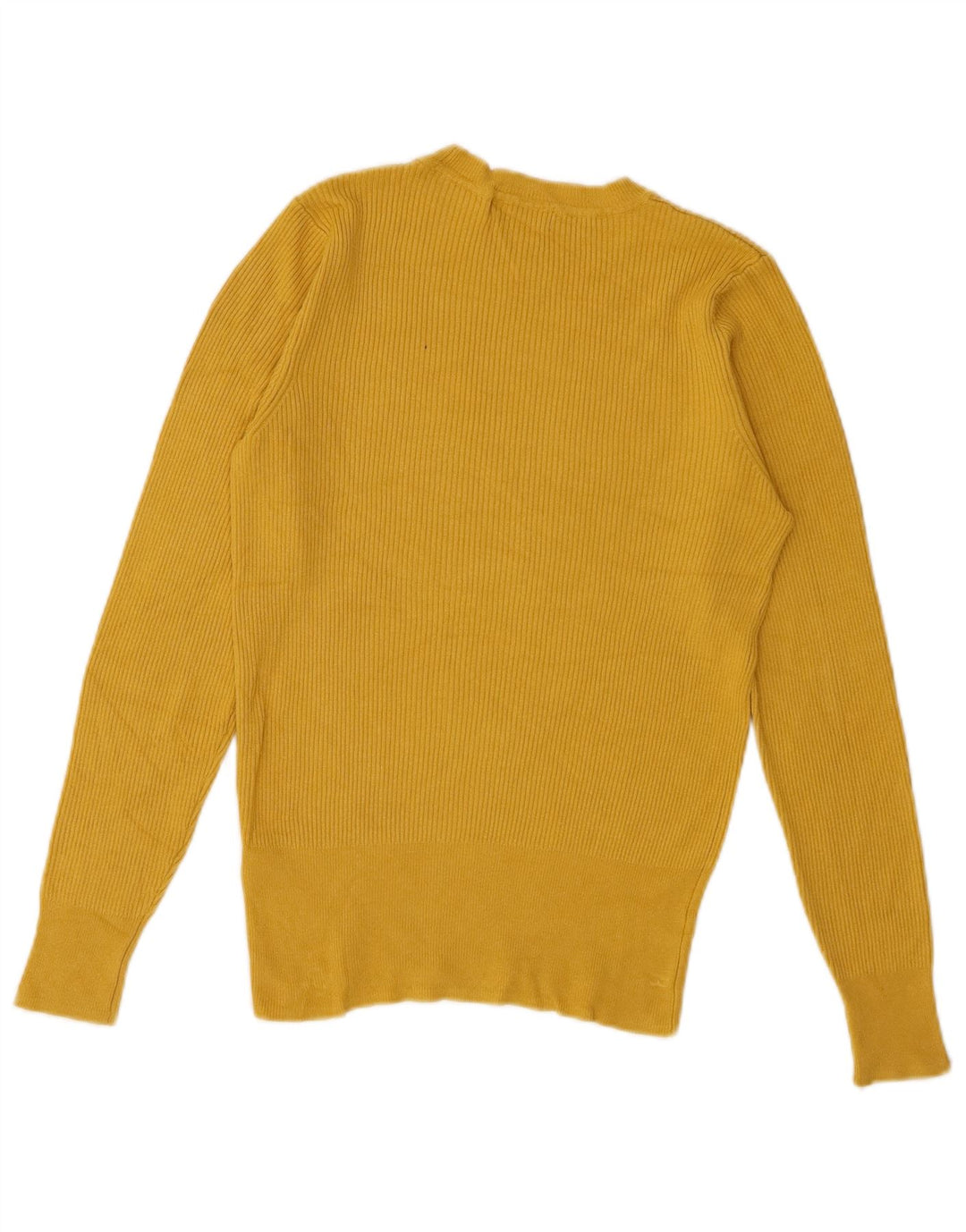 Suéter feminino Marks & Spencer com gola redonda Reino Unido 12 viscose amarela média