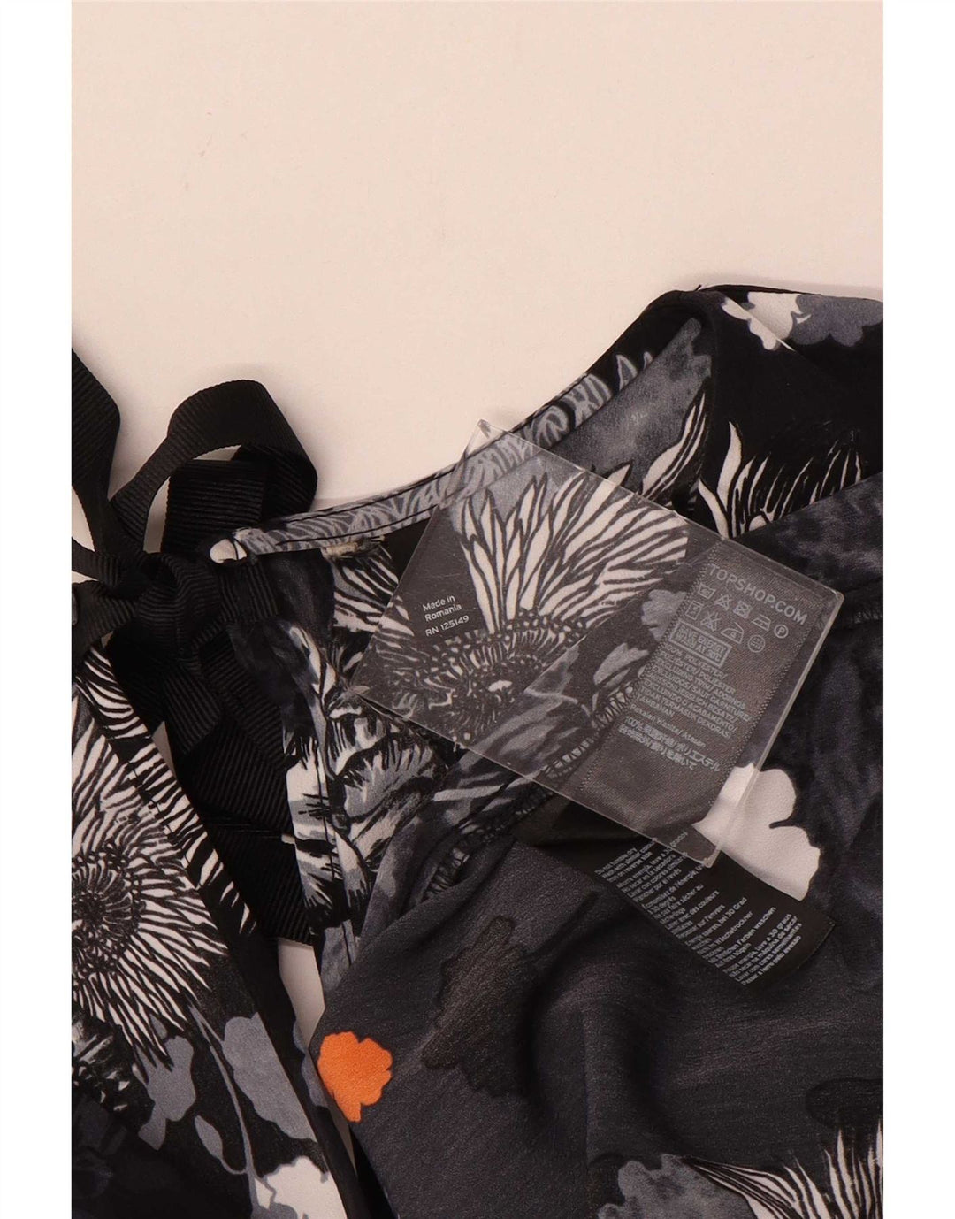 Blusa oversized feminina Topshop UK 6 XS preto floral poliéster