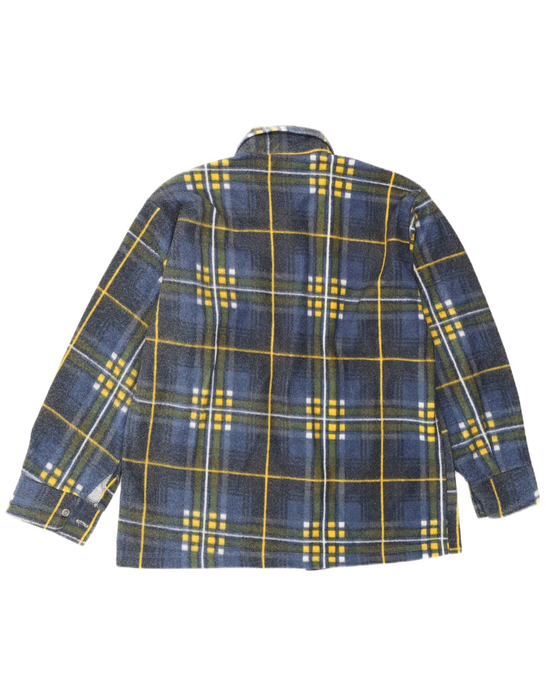 Camisa masculina vintage de flanela xadrez azul médio