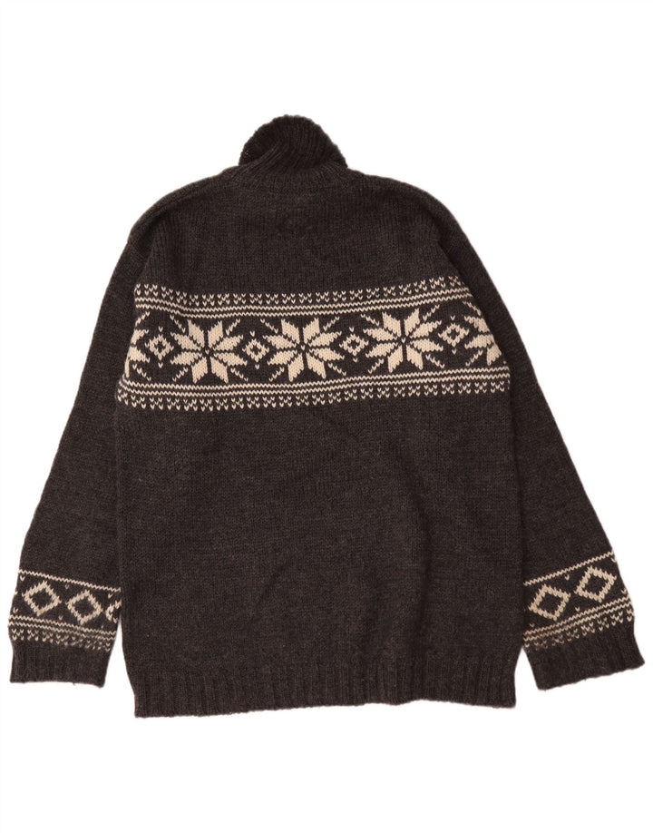 Suéter masculino L.O.G.G com gola redonda e lã Fair Isle cinza médio