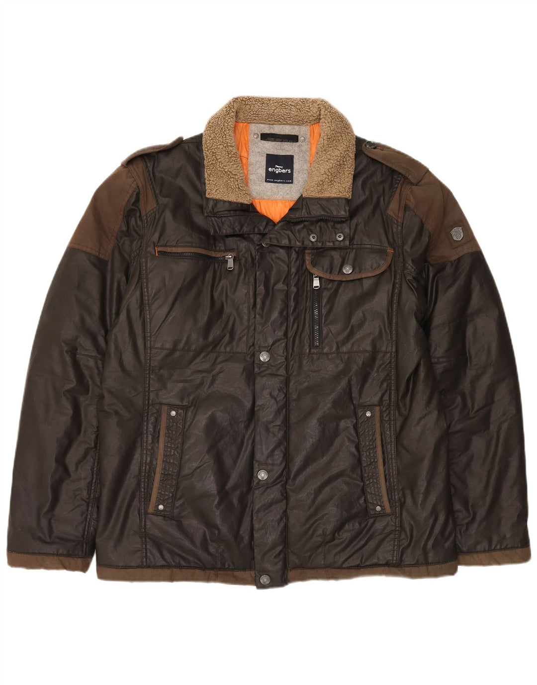 Jaqueta militar masculina Engbers UK 44 2XL algodão marrom