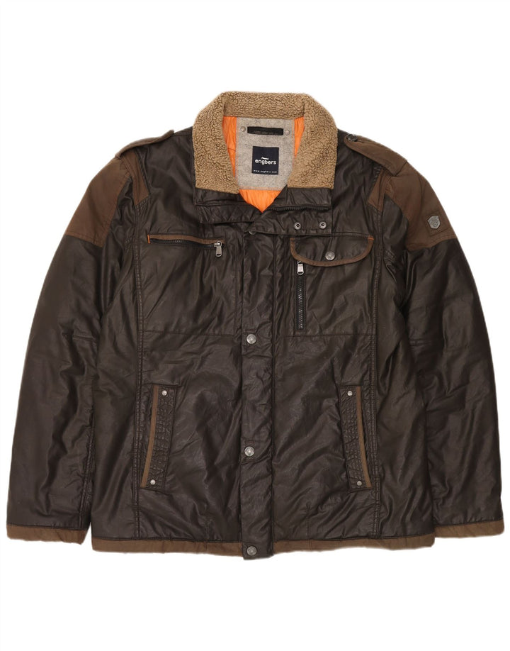 Jaqueta militar masculina Engbers UK 44 2XL algodão marrom