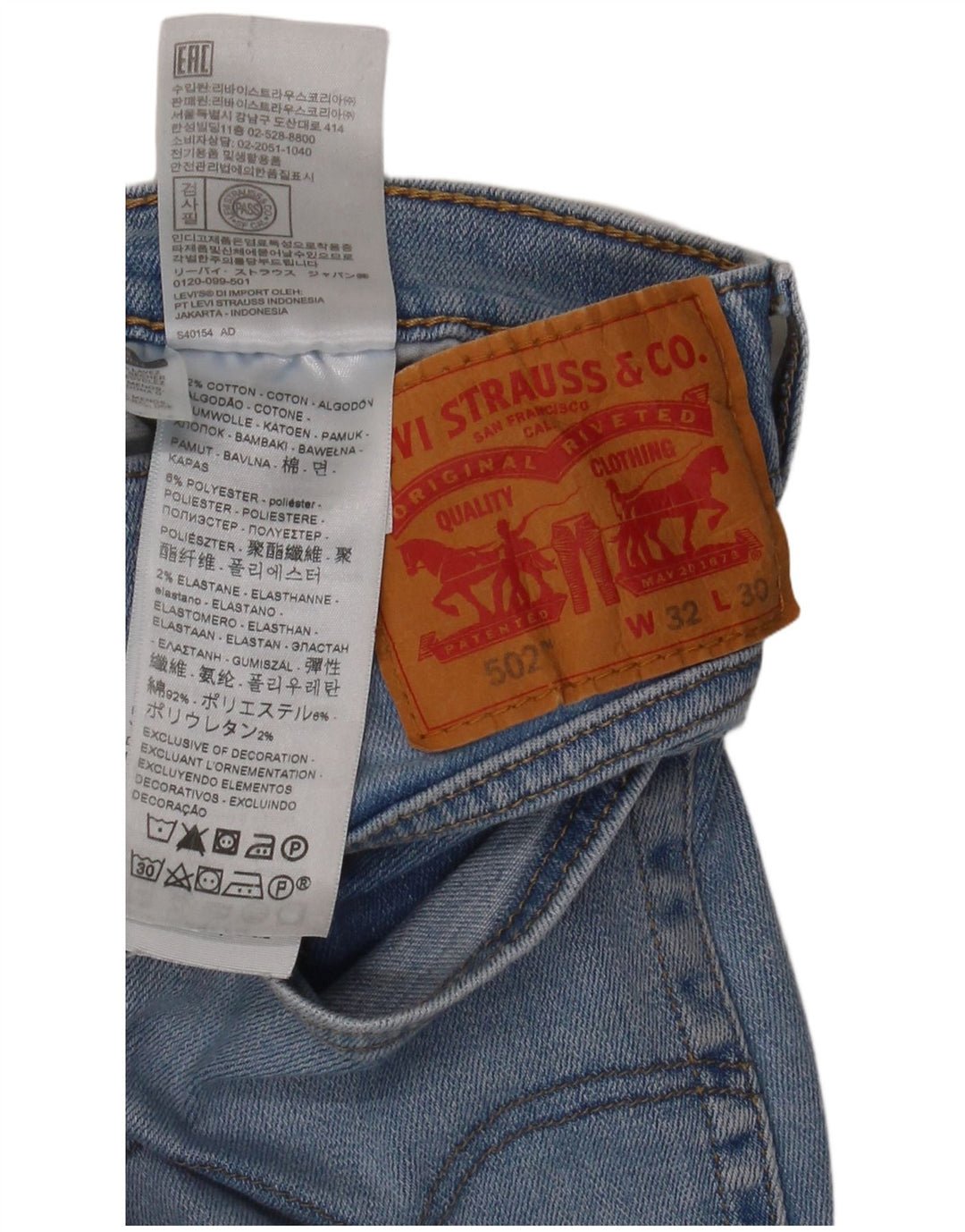 Levi's Masculino 502 Tapered Jeans W32 L30 Azul Algodão