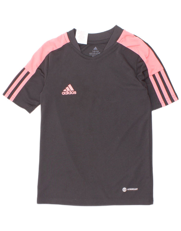 Camiseta Adidas Meninas 7-8 Anos Preto Colorblock Poliéster