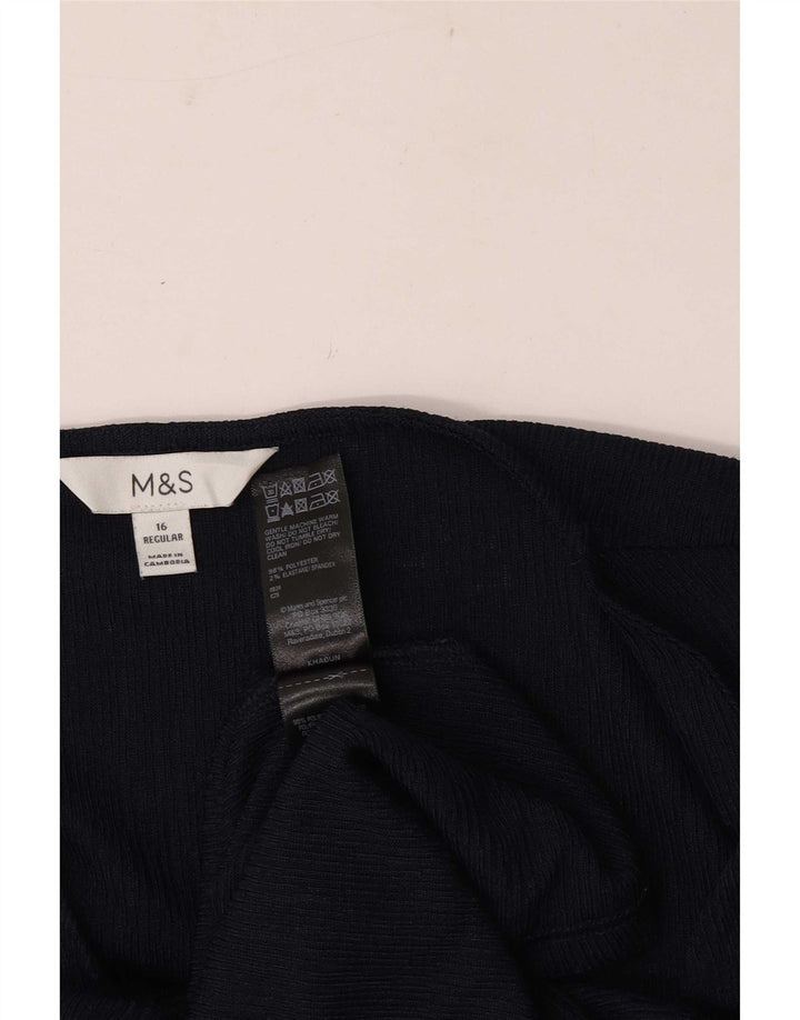 Blusa feminina de manga comprida Marks & Spencer Reino Unido 16 grande azul marinho
