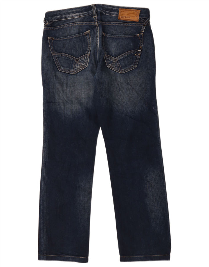 Calça jeans reta masculina Gas W32 L34 algodão azul