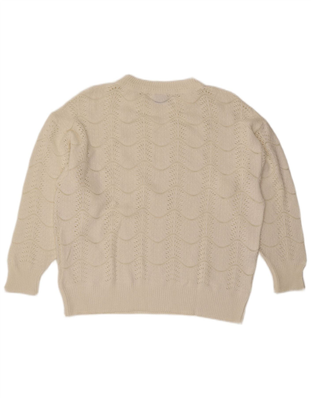 Suéter feminino vintage com gola redonda IT 46 grande branco chevron