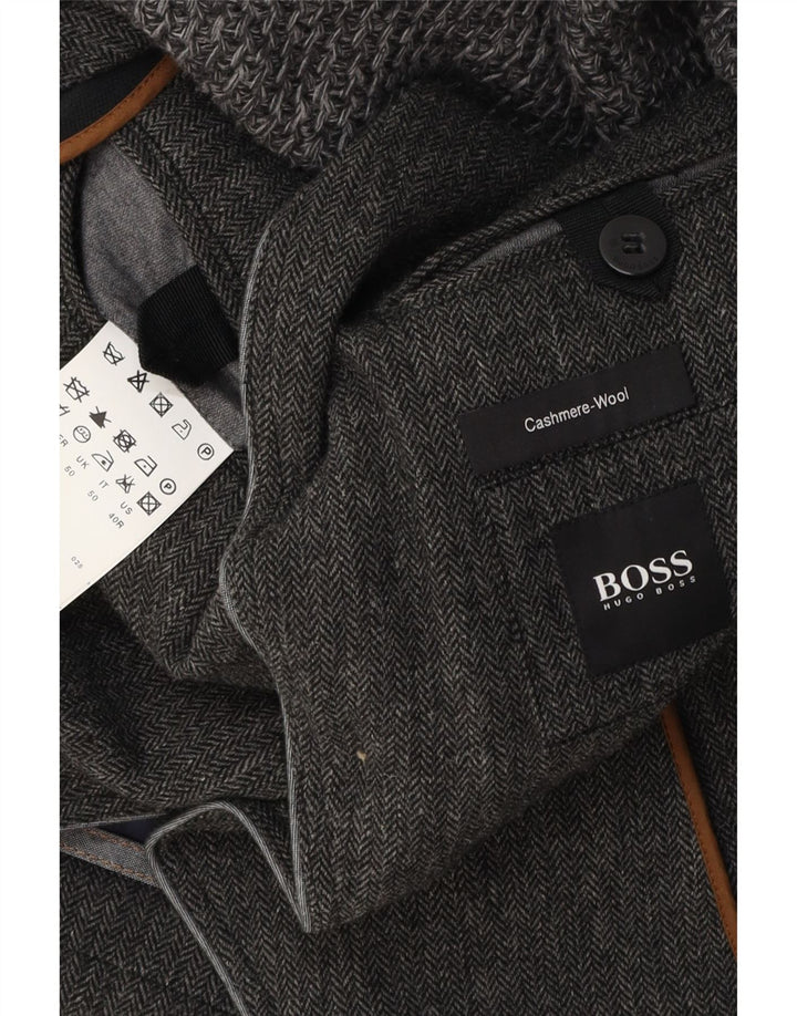 Jaqueta blazer masculina de 3 botões HUGO BOSS UE 50 grande espinha de peixe cinza