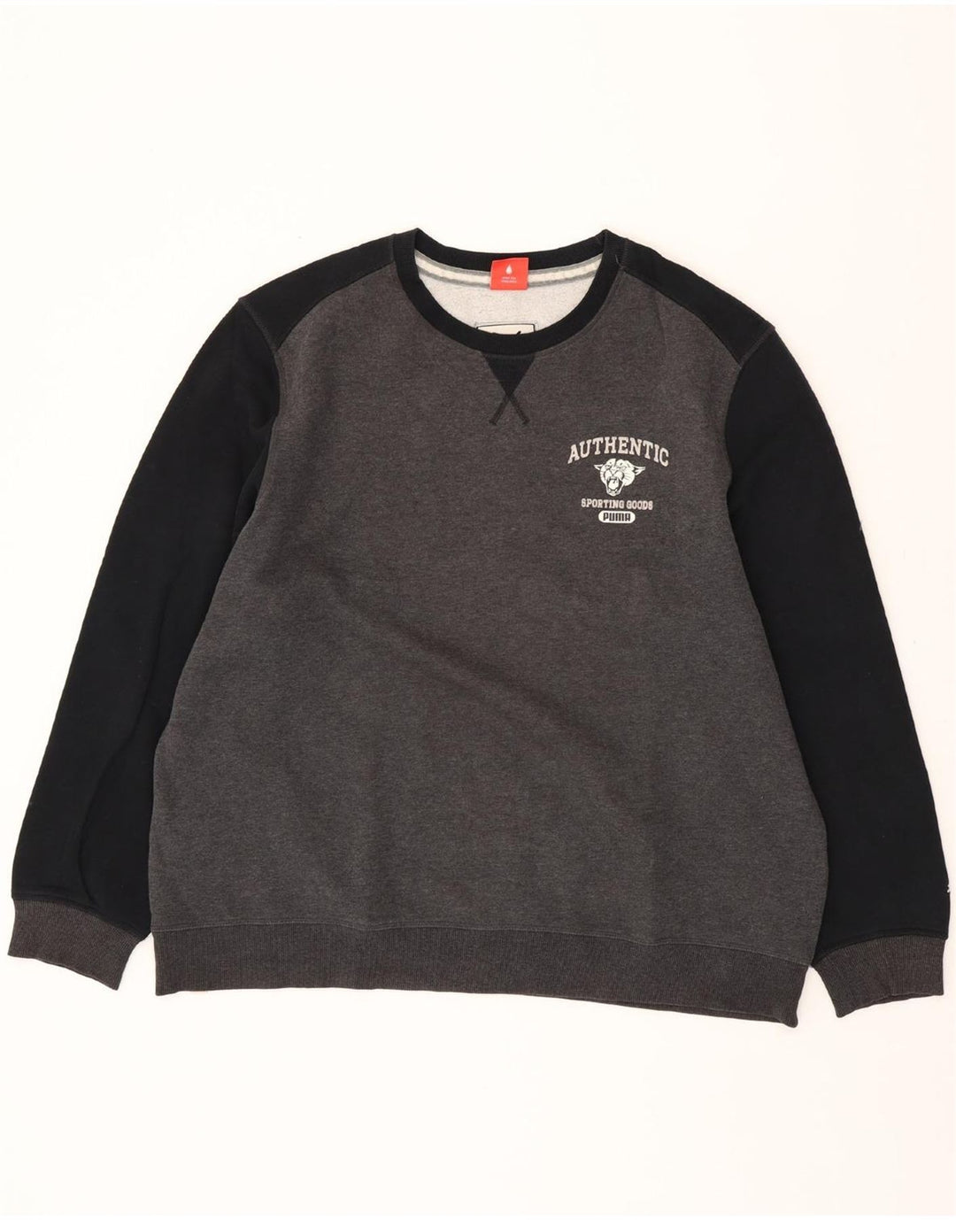 PUMA Mens Sweatshirt Jumper 2XL Grey Colourblock Cotton Vintage Puma and Second-Hand Puma from Messina Hembry 