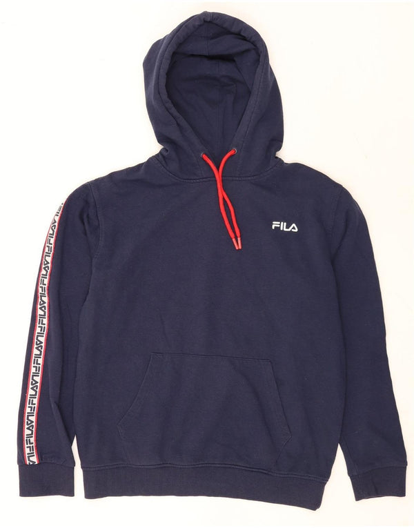 Fila Mens Graphic Hoodie Jumper Médio Azul Marinho Colourblock Algodão