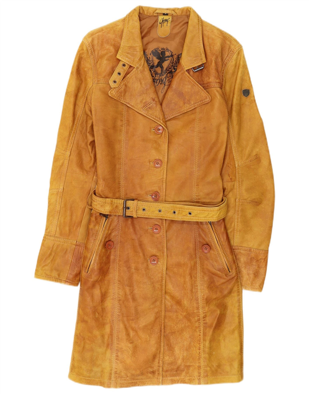 Casaco de couro feminino Gipsy UK 12 marrom médio