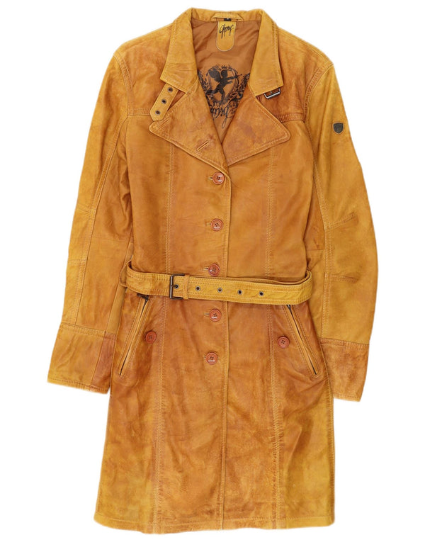 Casaco de couro feminino Gipsy UK 12 marrom médio