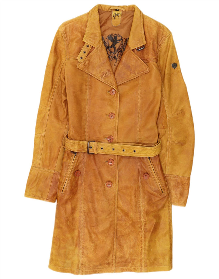 Casaco de couro feminino Gipsy UK 12 marrom médio