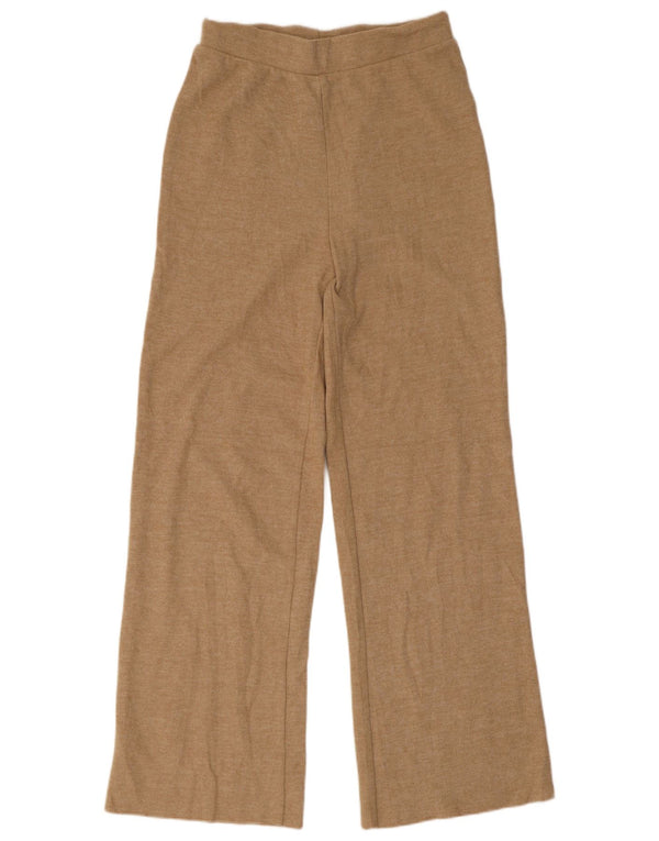 Calça de treino feminina Zara Flare Reino Unido 10 algodão bege pequeno