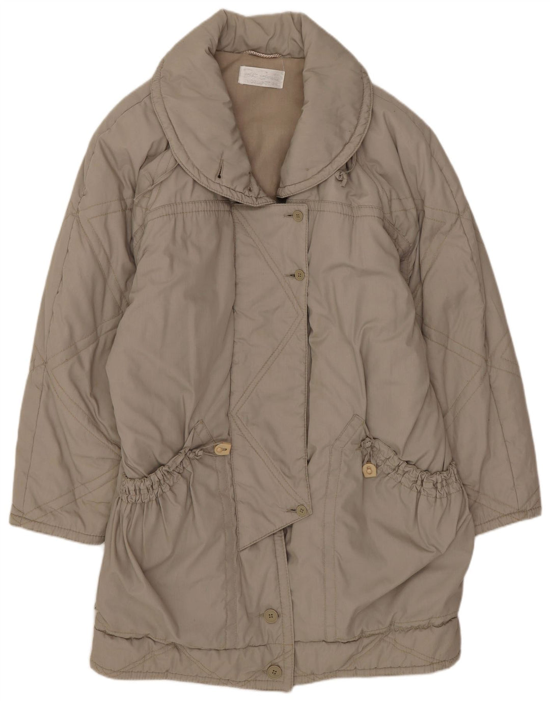 Sobretudo oversized feminino vintage EU 40 poliéster bege médio