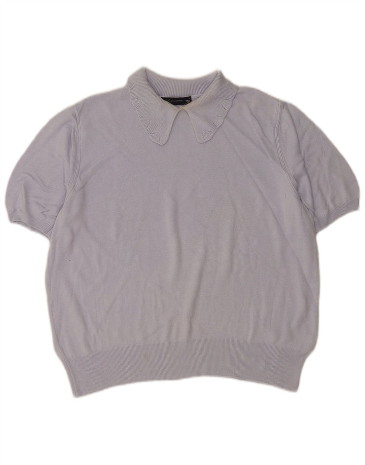 Suéter feminino Marks & Spencer com gola polo e gola polo UK 14 grande azul