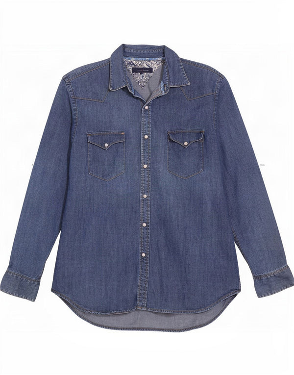 Camisa jeans masculina Tommy Hilfiger XL azul algodão