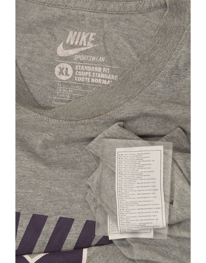 Camiseta Nike masculina gráfica Top XL cinza manchado de algodão