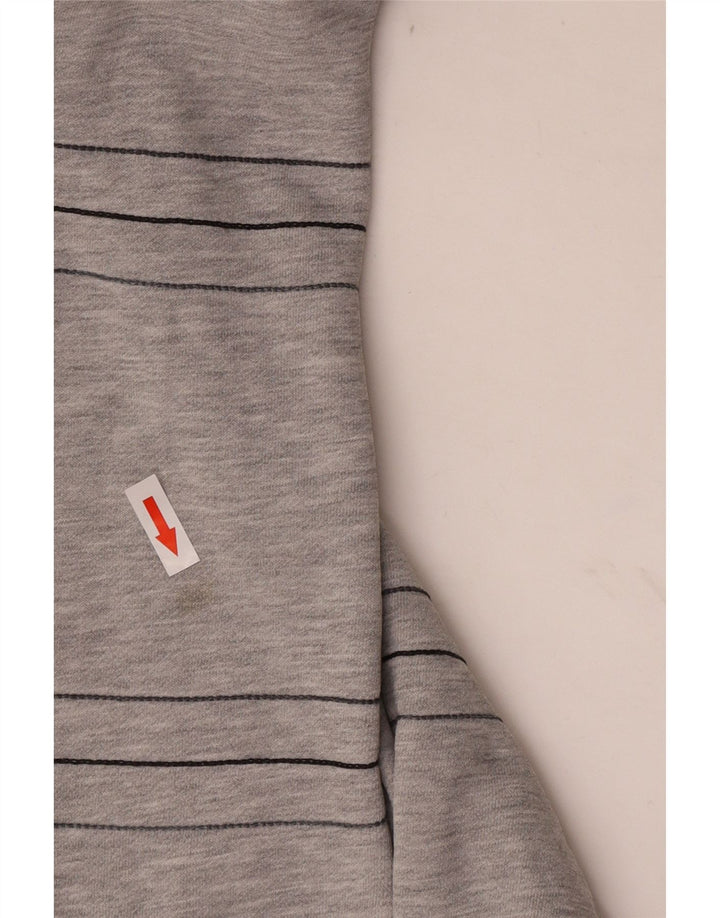 Adidas Mens Moletom Jumper Grande Algodão Listrado Cinza