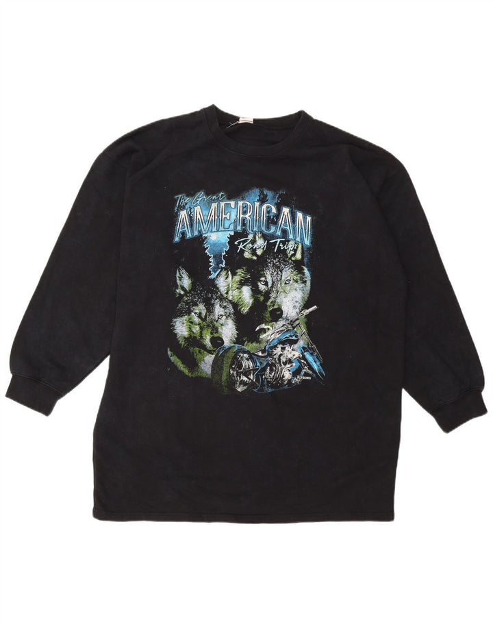 Urban Outfitters Mens Wolf Graphic Moletom Jumper Médio Azul Marinho