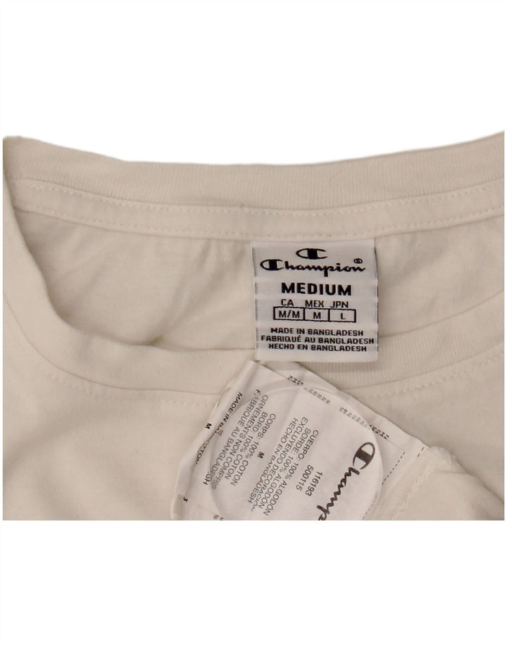 Camiseta feminina com estampa CHAMPION UK 14 algodão branco médio