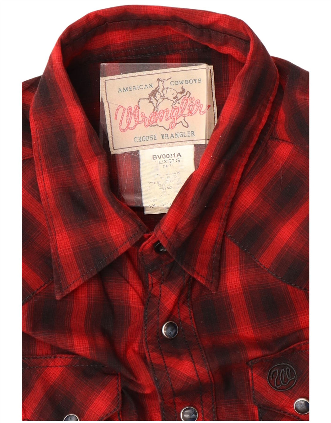 Camisa masculina WRANGLER 14-15 anos XL algodão xadrez vermelho