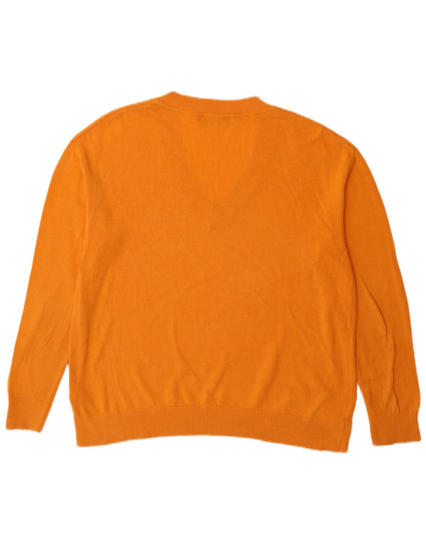 Suéter masculino Marks & Spencer com gola V e algodão laranja médio