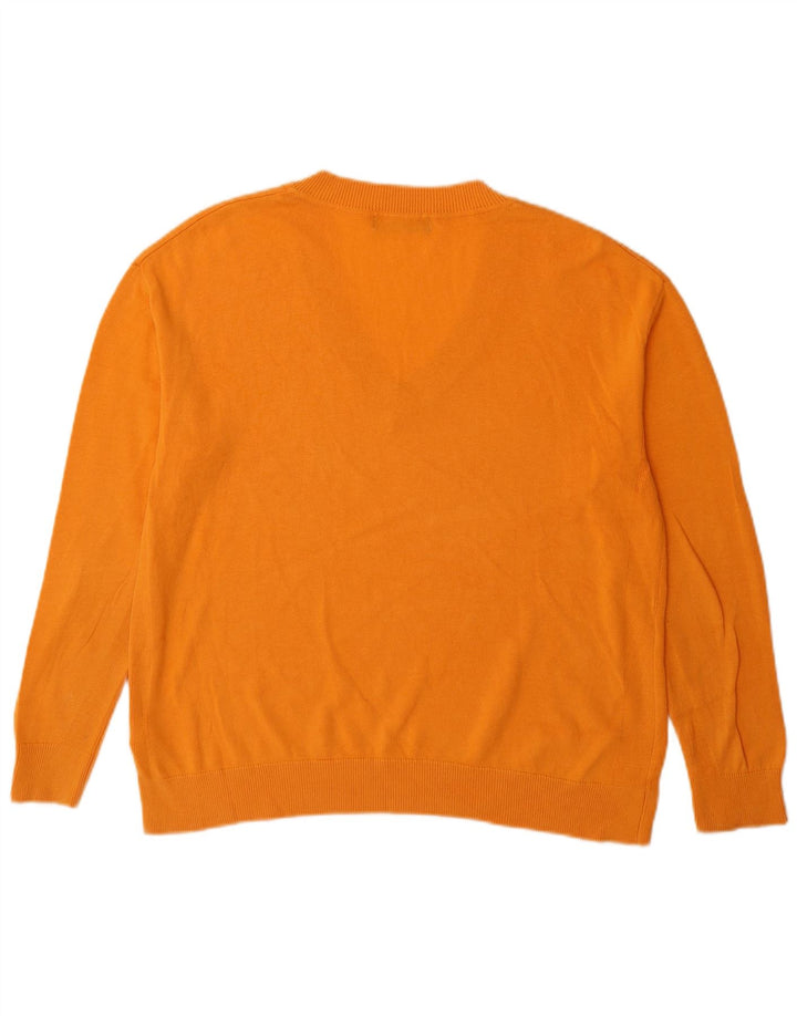 Suéter masculino Marks & Spencer com gola V e algodão laranja médio