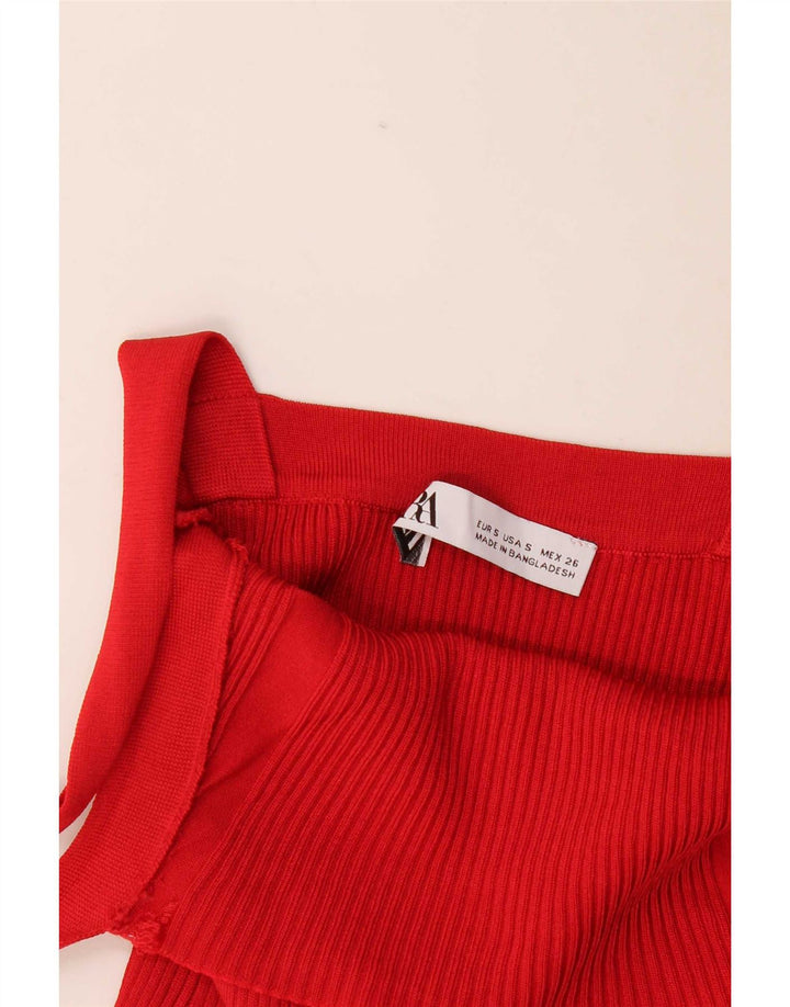 Zara Womens Cami Top UK 8 Pequeno Vermelho