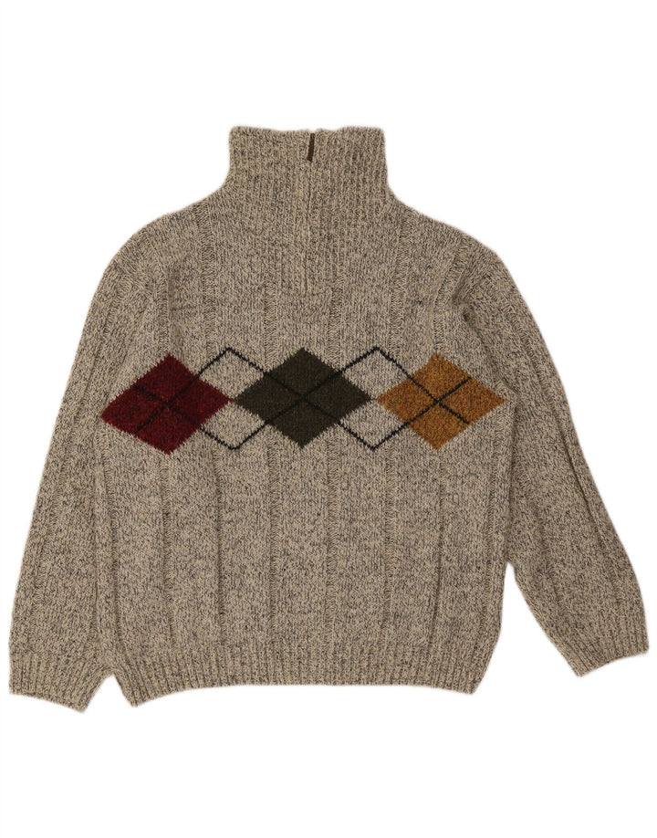 Suéter masculino Monte Carlo com zíper e gola IT 52 grande cinza argyle/diamante