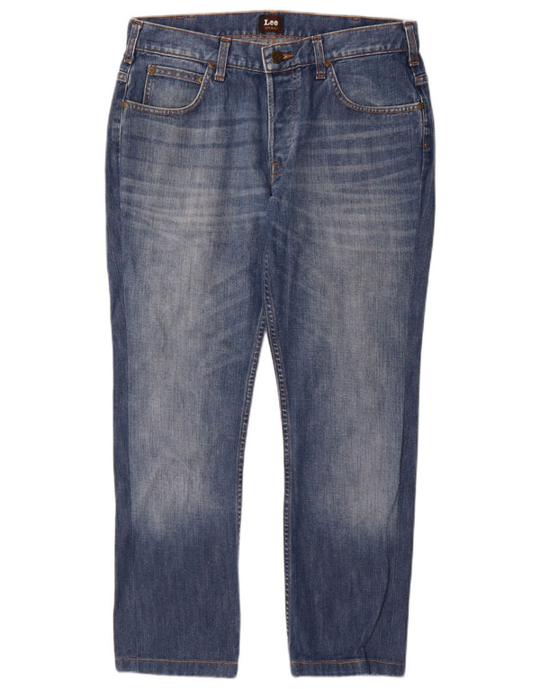 Lee Mens Knox Straight Jeans W33 L28 Azul Algodão