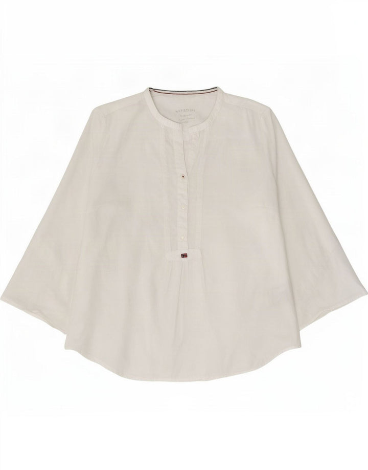 Blusa feminina de manga 3/4 Napapijri Reino Unido 14 algodão branco médio