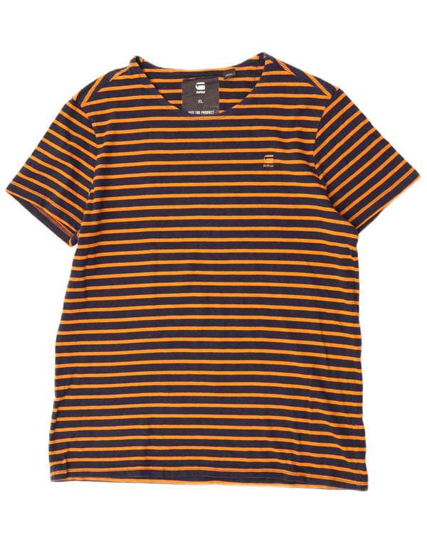 Camiseta masculina G-Star Top XL listrado laranja