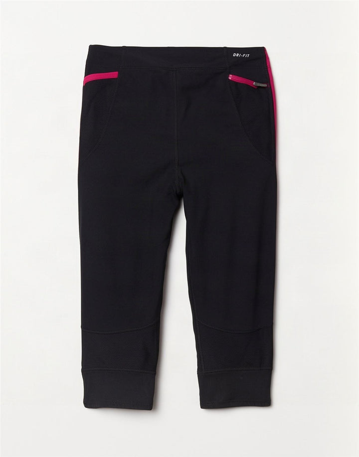 Leggings Nike Dri Fit Capri UK 14 Grande Preto Colourblock Poliéster